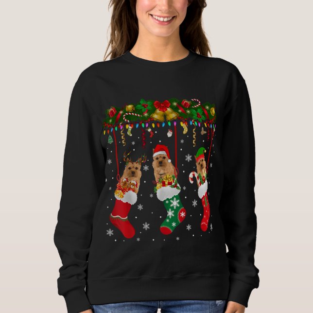 Sudadera Norwich Terrier In Sock Xmas Reindeer Santa ELF Do (Anverso)