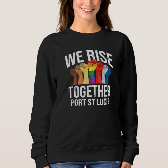 Sudadera Nos levantamos juntos Orgullo Port St Lucie Lgbtq  (Anverso)