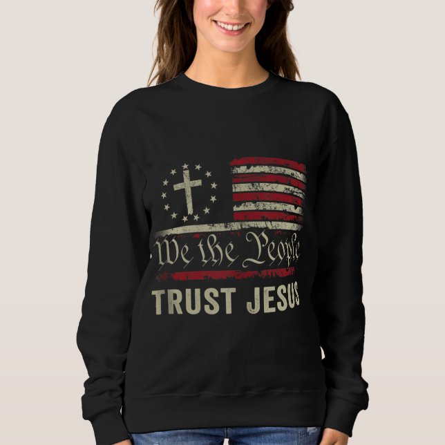 Sudadera Nosotros confiamos en Jesús - Bandera de los Estad (Anverso)