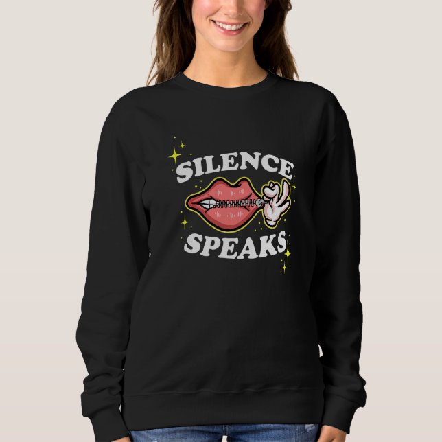Sudadera Not Speaking Lips Zipped Shut Silence Speaks   (Anverso)