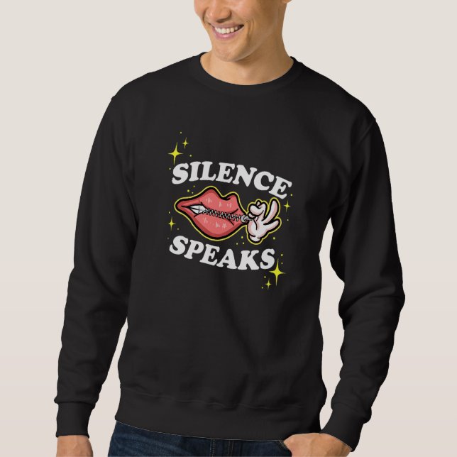 Sudadera Not Speaking Lips Zipped Shut Silence Speaks   (Anverso)