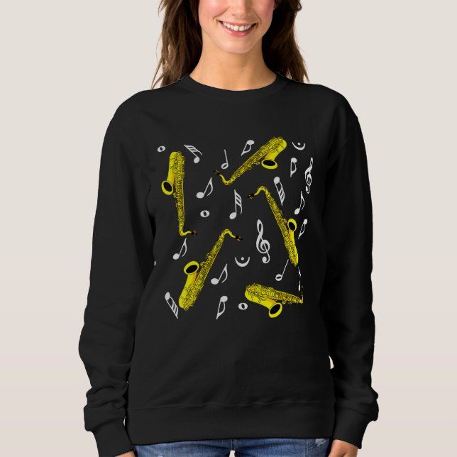 Sudadera Notas musicales saxofónicas (Anverso)