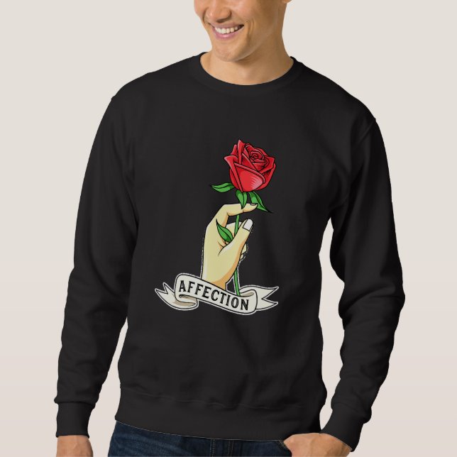 Sudadera Novelidad de afecto de mano de rosa (Anverso)