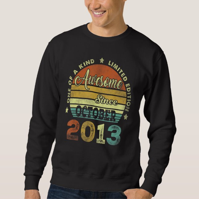 Sudadera Noveno cumpleaños increíble desde octubre de 2013  (Anverso)