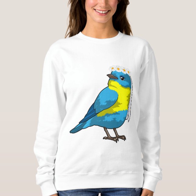 Sudadera Novia pájaro con corona de flores (Anverso)