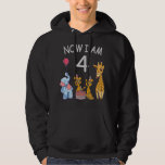 Sudadera Now I am 4 year old 4th Birthday at the Zoo<br><div class="desc">Happy 4th Birthday. Funny and lovely Kids Birthday design with a cute Elephant,  two ferrets and a giraffe celebrating your birthday at the zoo.</div>