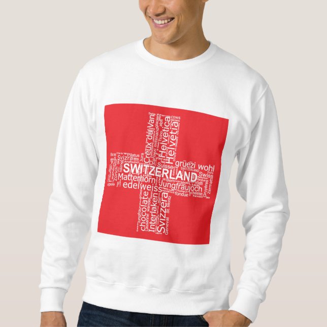 Sudadera Nube de palabras de bandera de Suiza (Anverso)