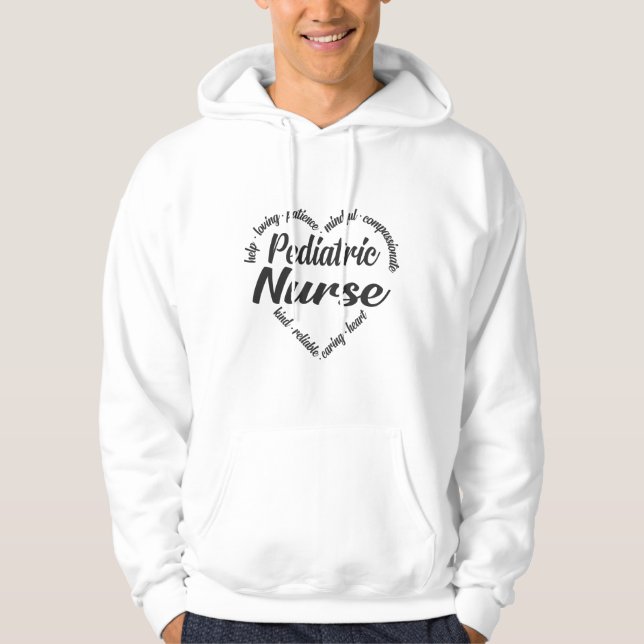 Sudadera Nube de Palabras de Corazón para Enfermeras Pediát (Anverso)