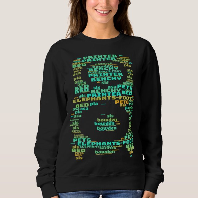 Sudadera nube de palabras de extremo caliente de impresora  (Anverso)