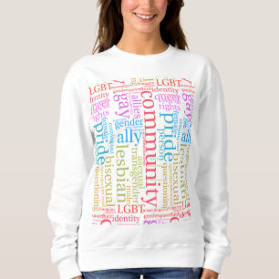 Sudadera nube de palabras de la comunidad arcoíris LGBTQ+ d