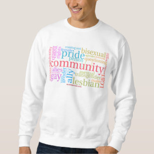 Sudadera nube de palabras de la comunidad arcoíris LGBTQ+ d