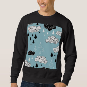 Sudadera Nubes geométricas y lluvias, patrón ininterrumpido