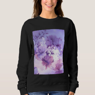 Sudadera Nubes rosadas y diseño floral púrpura