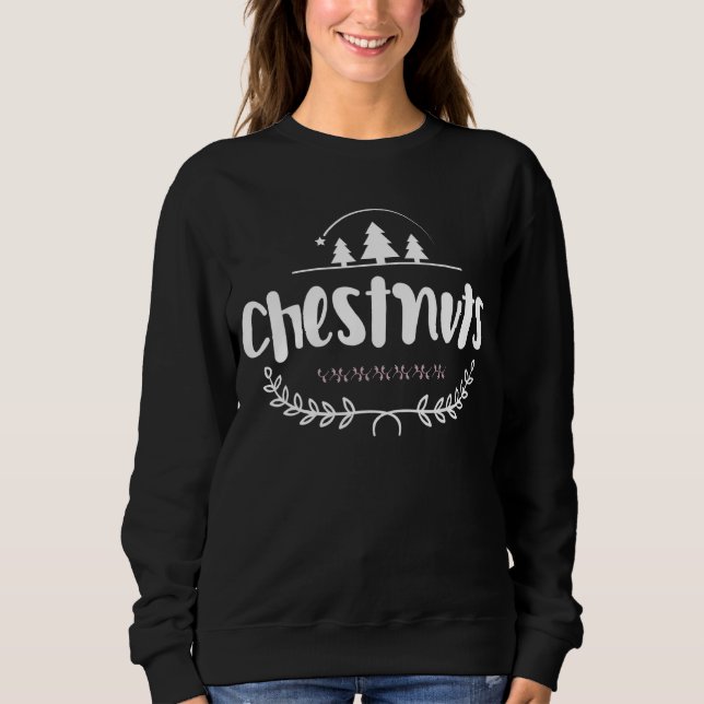 Sudadera Nueces de pecho que coinciden con castañas Navidad (Anverso)
