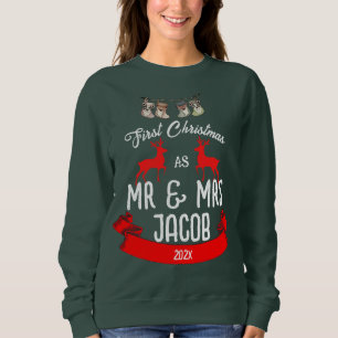 Sudadera Nuestra primera Navidad como Sr. y Sra. Newlyw