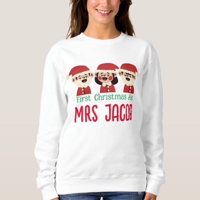 Sudadera Nuestra primera Navidad como Sr. y Sra. Newlyw (Anverso)
