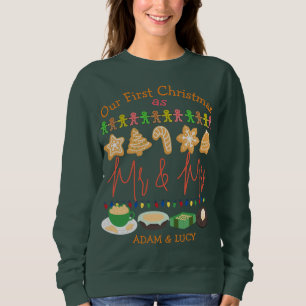 Sudadera Nuestra primera Navidad, Sr. y Sra. Pareja recié