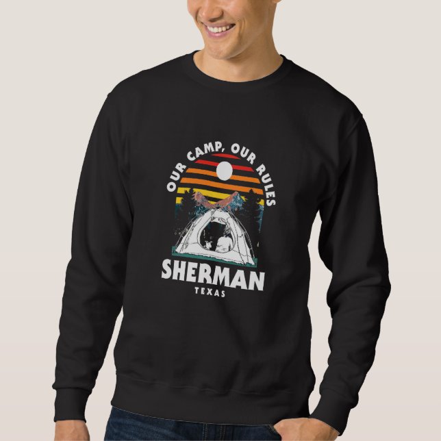 Sudadera Nuestro campamento Nuestras Reglas Sherman Camping (Anverso)