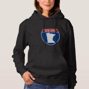 Sudadera Nueva esperanza Mapa de Minnesota Carretera Rótulo
