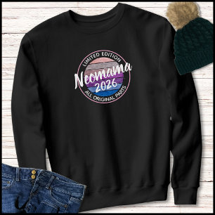 Sudadera Nueva Mamá 2026 Texto Moderno Vintage Atardecer