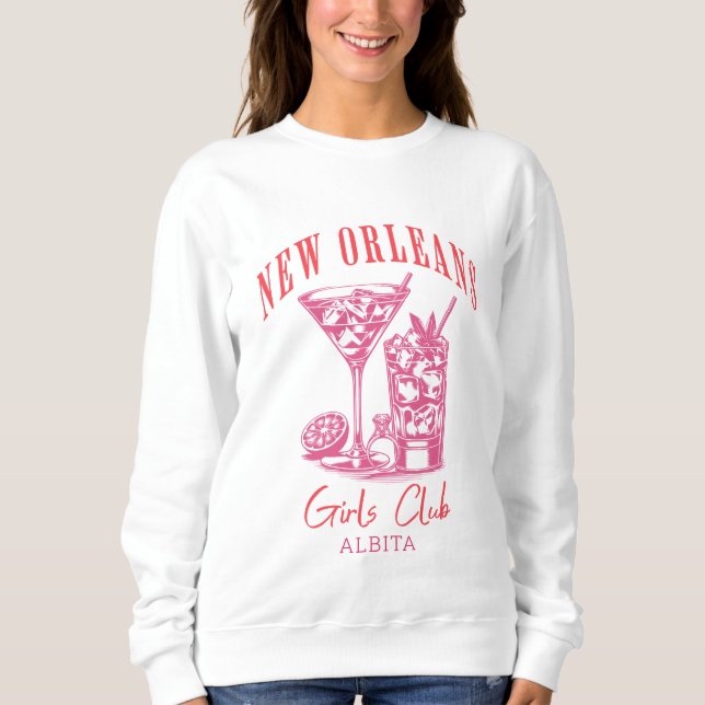 Sudadera nueva orleans bachelorette coctel rosa (Anverso)