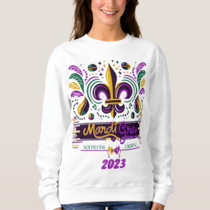 Sudadera Nueva Orleans Mardi Gras color verde púrpura