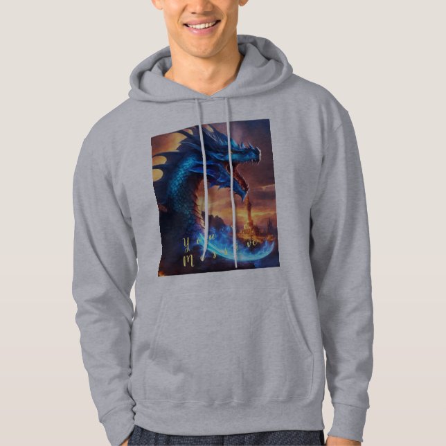 Sudadera Nuevo Hoodie De Diseño De Dragón Azul Para Hombres (Anverso)