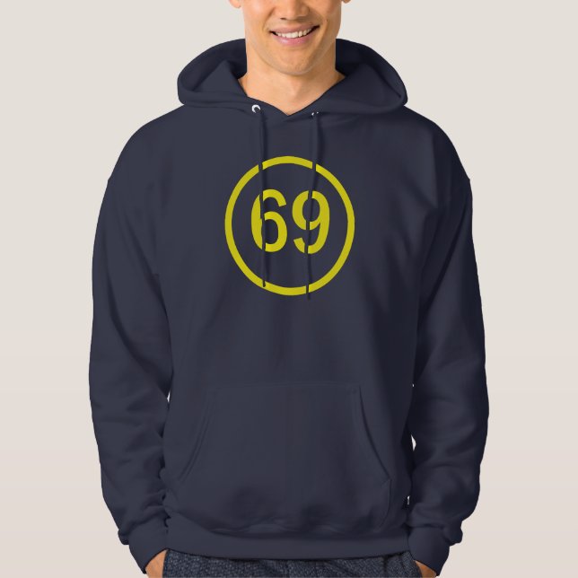 Sudadera número, 69, en círculo (Anverso)