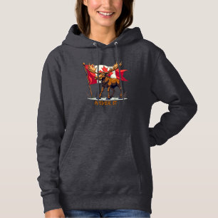 Sudadera Nunca 51, Moose, Canadá Bandera Canadiense Hoja de