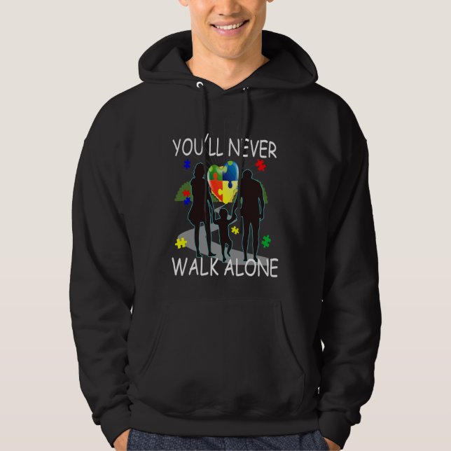 Sudadera Nunca caminarás solo en apoyo del Día del Autismo (Anverso)
