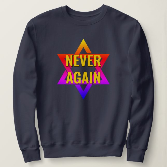 Sudadera NUNCA MÁS Holocausto YOM HASHOAH (Anverso del diseño)