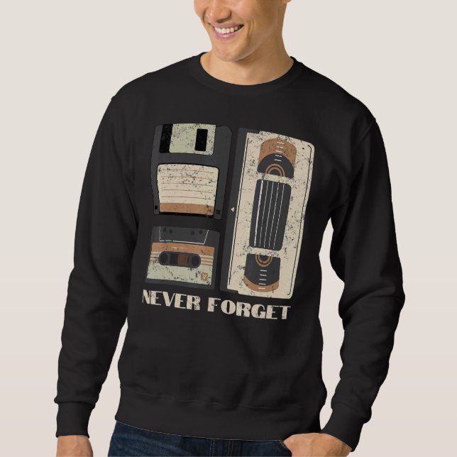 Sudadera Nunca Olvide la tecnología Retro de cinta de disqu (Anverso)
