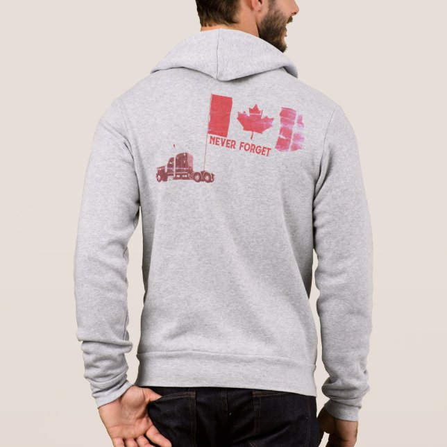 Sudadera "Nunca olviden" convoy de camioneros canadienses (Reverso)