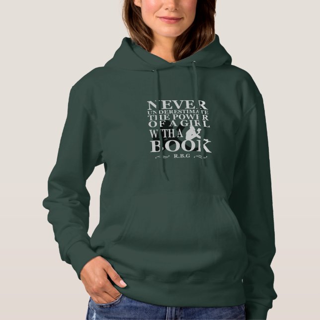 Sudadera Nunca subestimar a un chica con un libro (Anverso)
