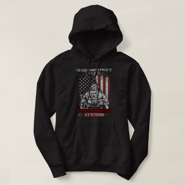 Sudadera Nunca Subestimes A Un Hombre Mayor Divertido Veter (Diseño del anverso)