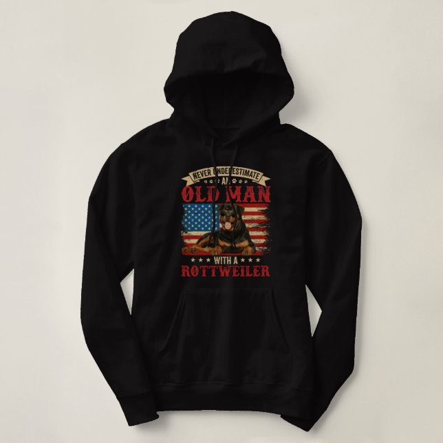 Sudadera Nunca Subestimes A Un Viejo Con Un Rottweiler C (Diseño del anverso)