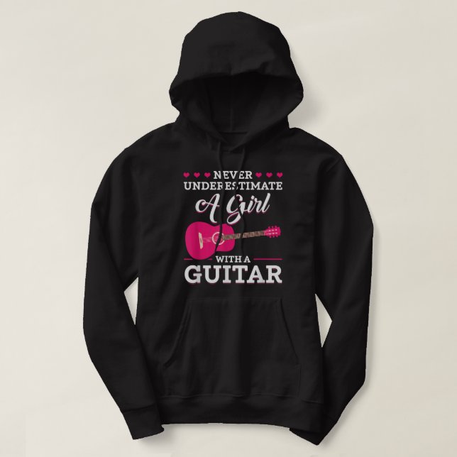 Sudadera Nunca Subestimes a una Chica con una Guitarra (Diseño del anverso)
