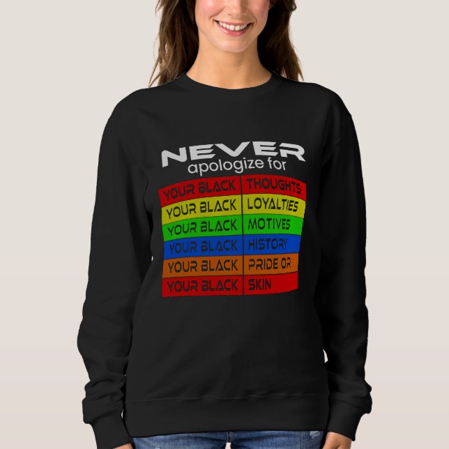 Sudadera Nunca te disculpes Mes de la Historia Negra BLM Me (Anverso)