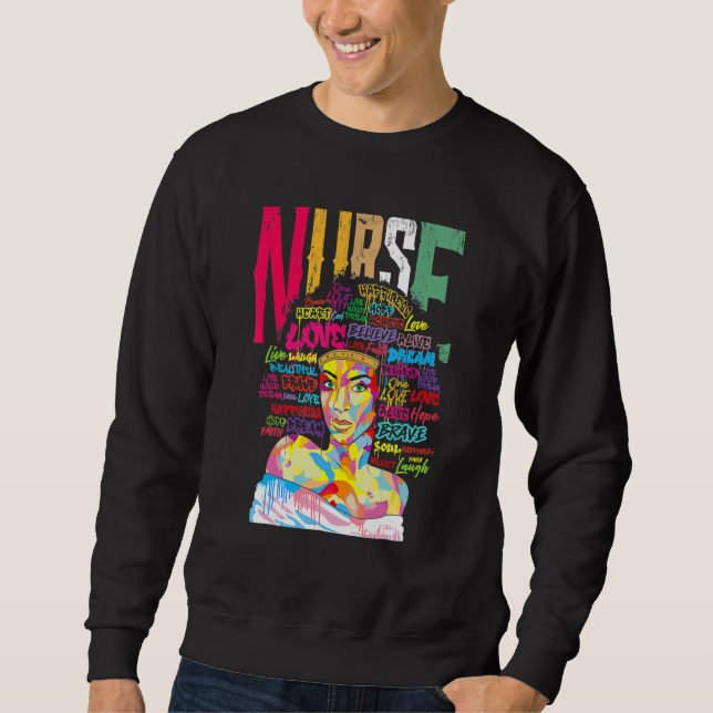 Sudadera Nurse Black Woman Magic Afro Melanin Queen Black H (Anverso)