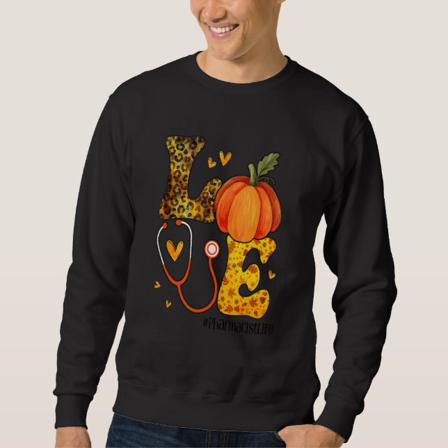 Sudadera Nurse Leopard Pumpkin Thanksgiving Love Pharmacist (Anverso)