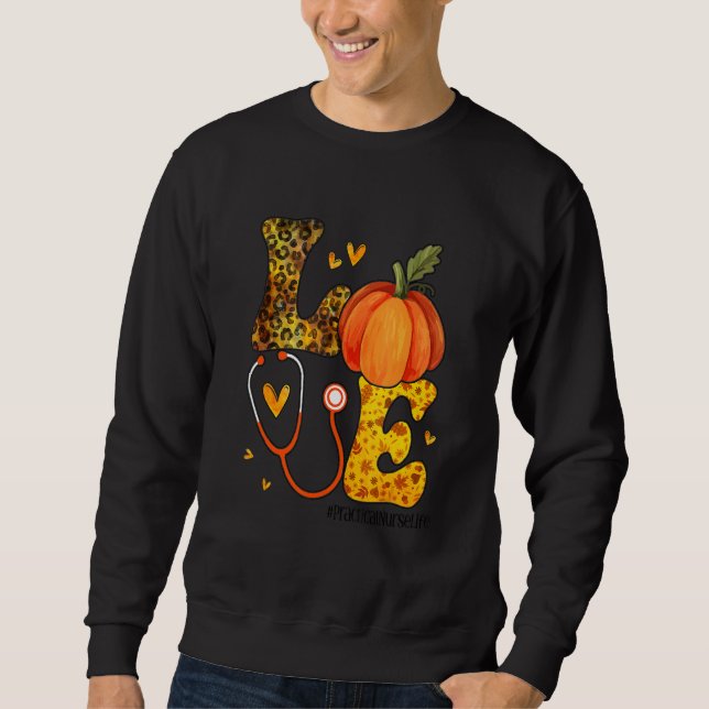 Sudadera Nurse Leopard Pumpkin Thanksgiving Love Practical  (Anverso)