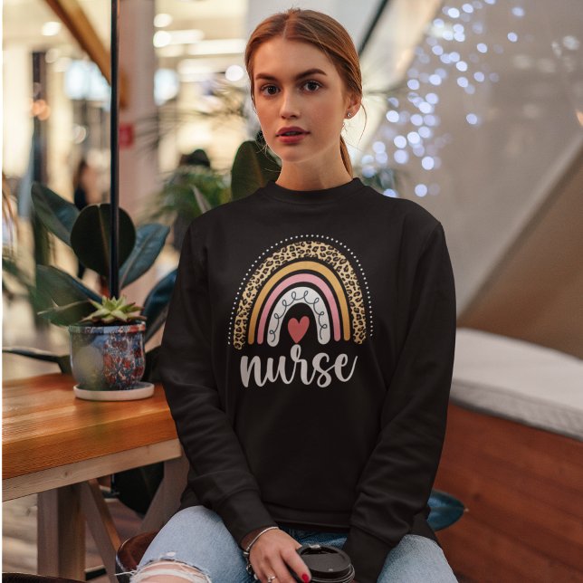 Sudadera Nurse Leopard Rainbow Funny Nurse (Subido por el creador)
