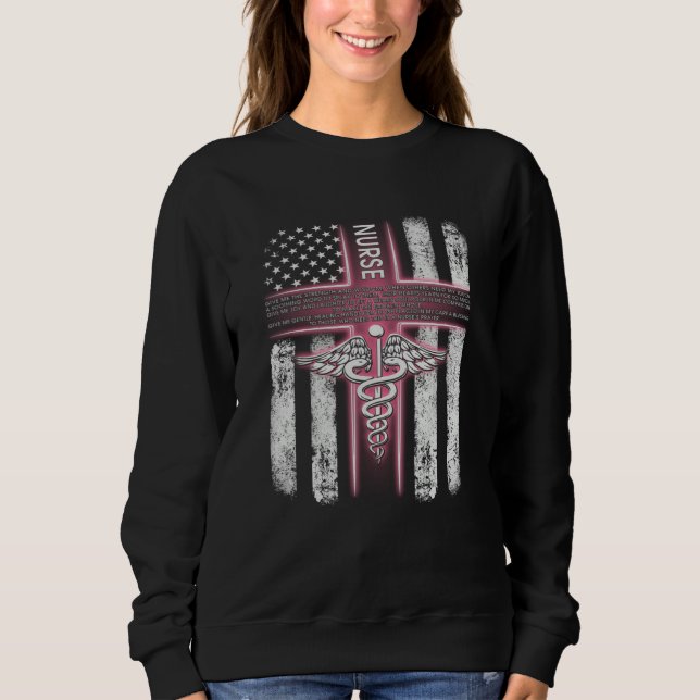 Sudadera Nurse Life merch American Flag Nurse Give Me Stren (Anverso)