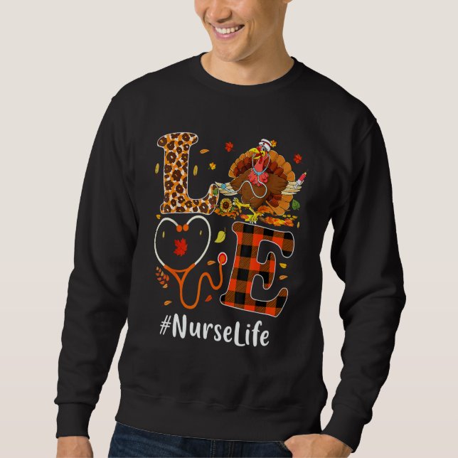 Sudadera Nurse Love Thanksgiving Leopard Stethoscope  Turke (Anverso)