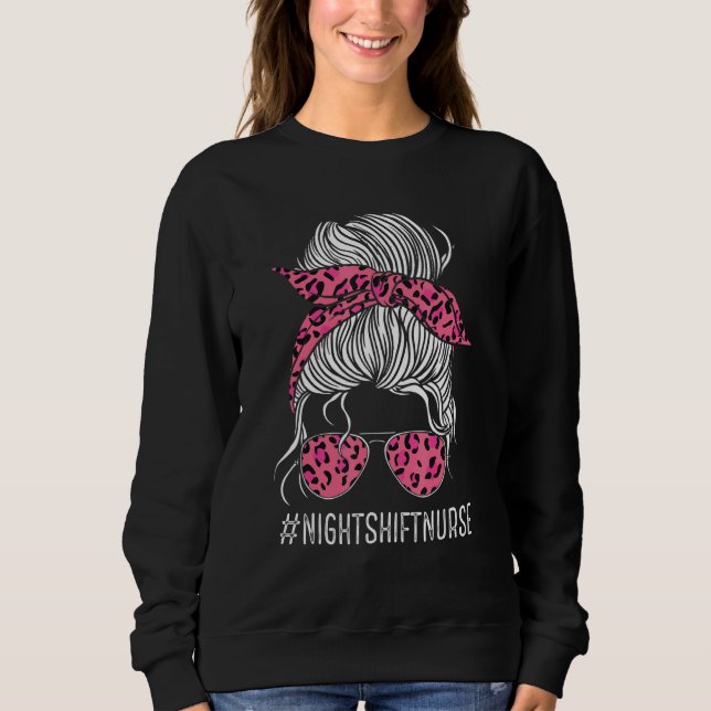 Sudadera Nurse Night Shift Pink Leopard Nursing Appreciatio (Anverso)