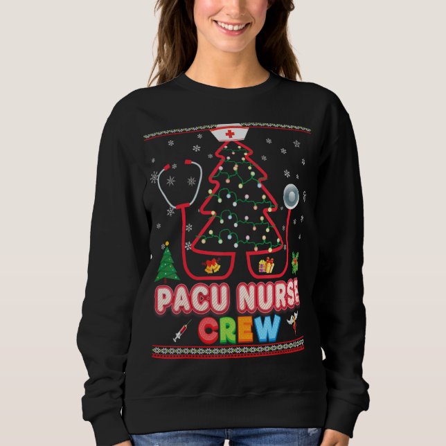 Sudadera Nurse Pacu Crew Árbol de Navidad Stethoscope Sweat (Anverso)