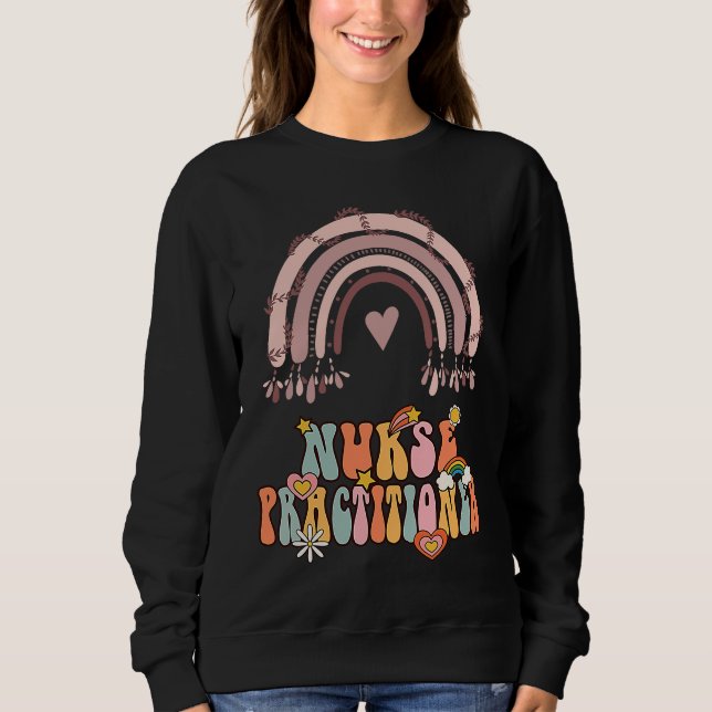 Sudadera Nurse Practitioner Groovy Retro Vintage Rainbow Cu (Anverso)