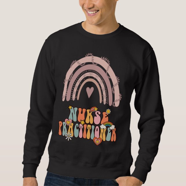 Sudadera Nurse Practitioner Groovy Retro Vintage Rainbow Cu (Anverso)