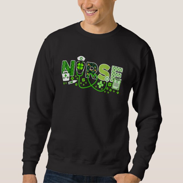 Sudadera Nurse St Patrick's Day Lucky Nurse Shamrock Love N (Anverso)