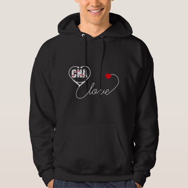Sudadera Nursing Assistant Stethoscope CNA Valentine's Day  (Anverso)